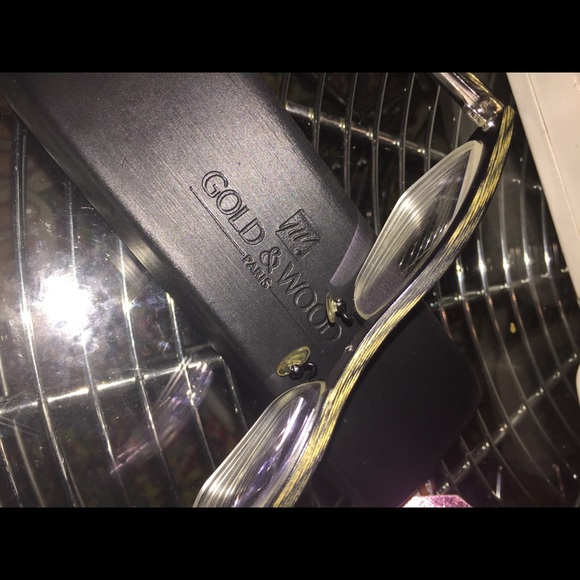 GOLD & WOOD full rim glasses wood and metal REPAIRED/FLAWS - Picture 3 of 10